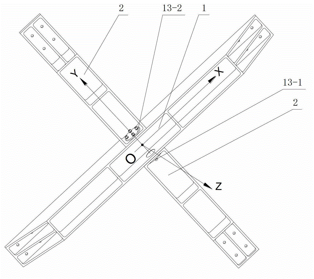 Crossed bracket with I-shaped section