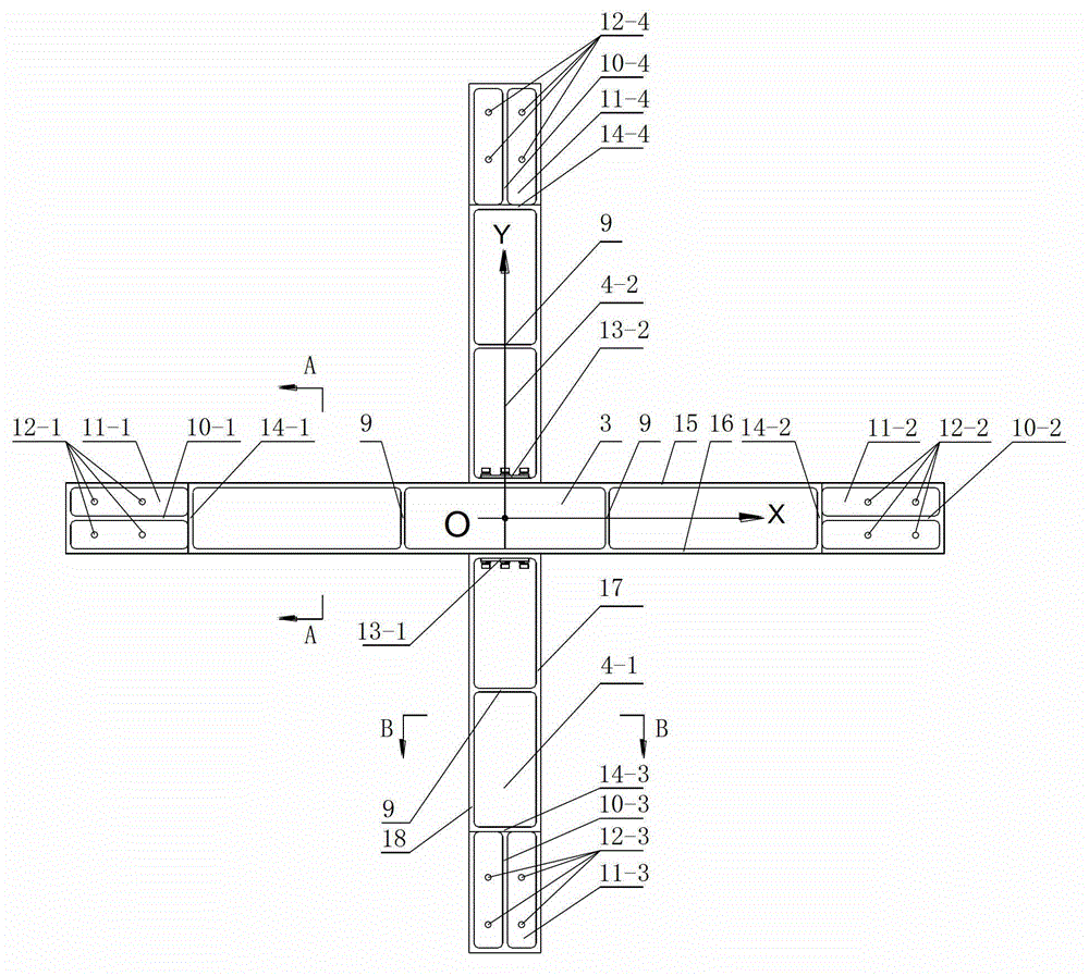 Crossed bracket with I-shaped section