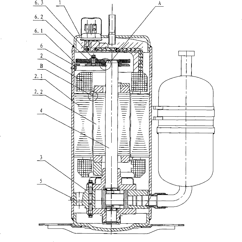 Dual-support rotary type compressor