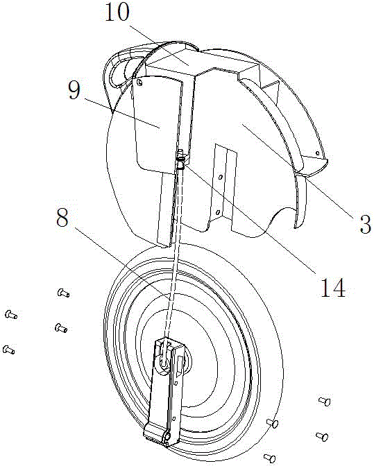 Conveniently-assembling and waterproof structure of self-balance single-wheel electric vehicle