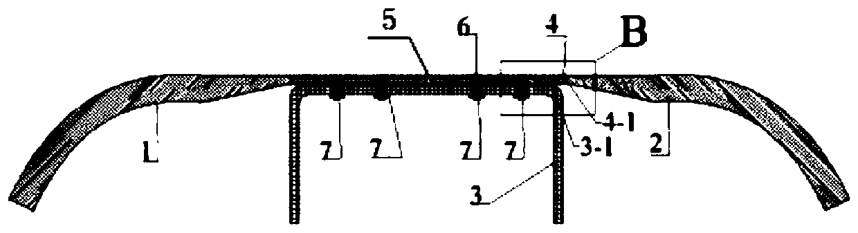 Composite material connecting structure for railway vehicle and forming method