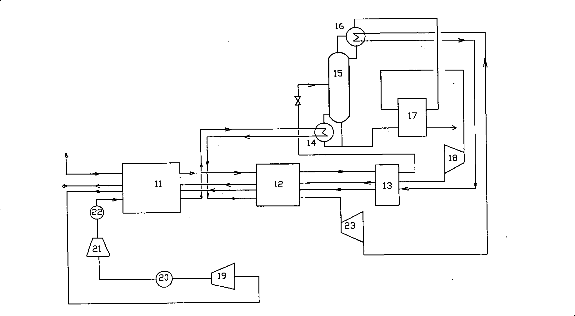Air backheating type mine gas separation and liquefaction method and apparatus