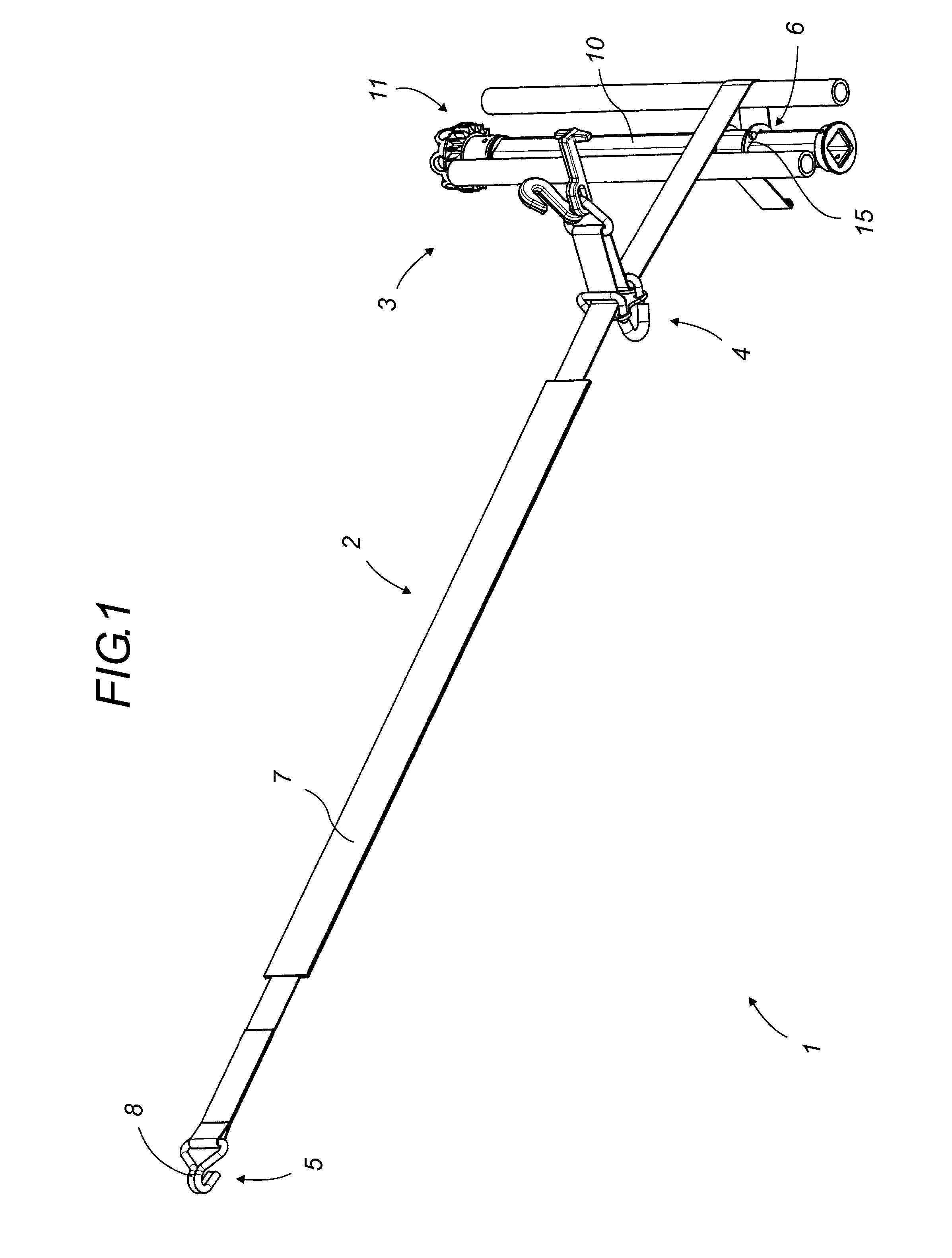 Device for stowing a road vehicle on a bearing plane so that it can be transported by another vehicle