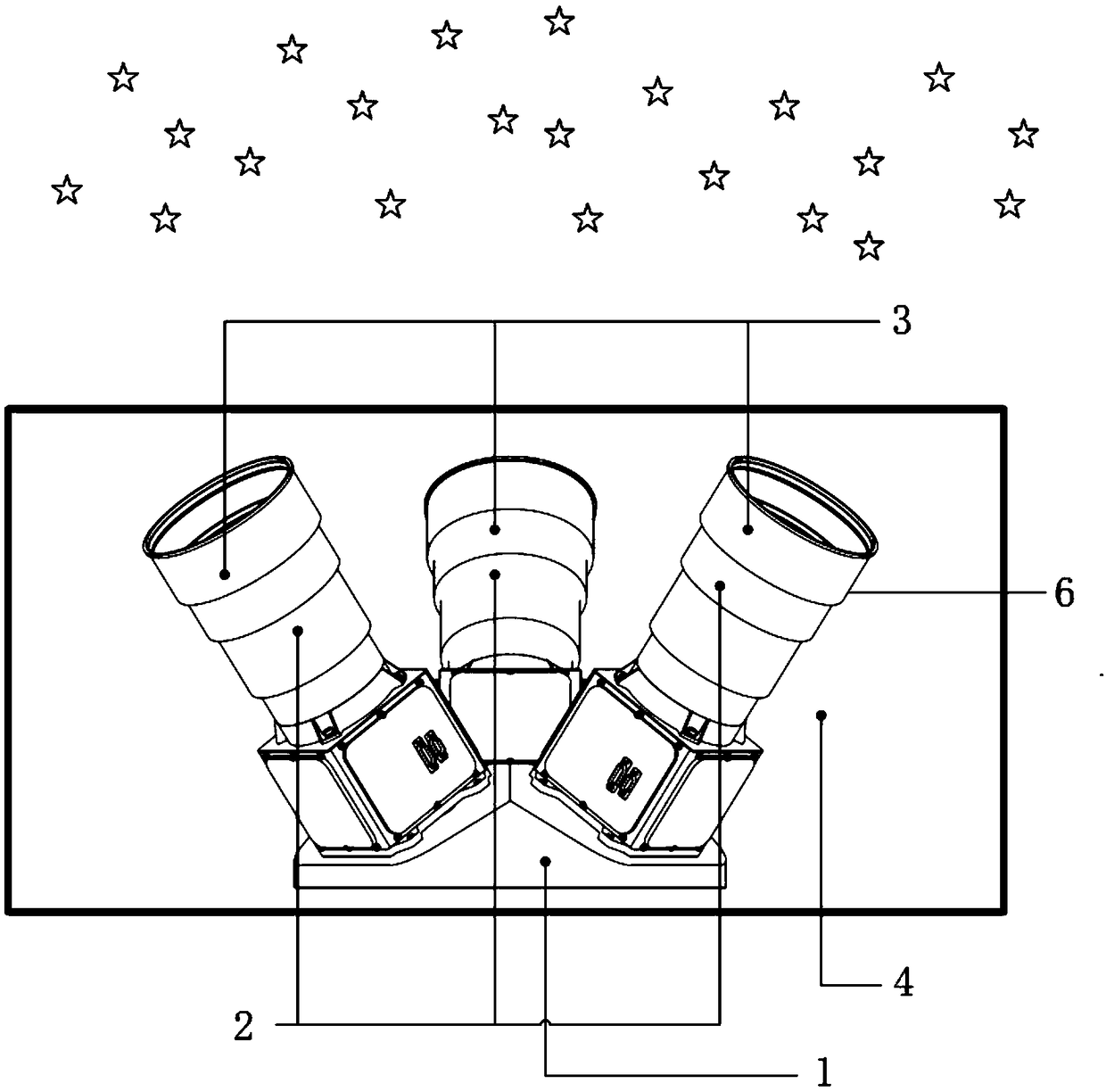 Star gazing testing device and method for evaluating thermal stability of star sensors
