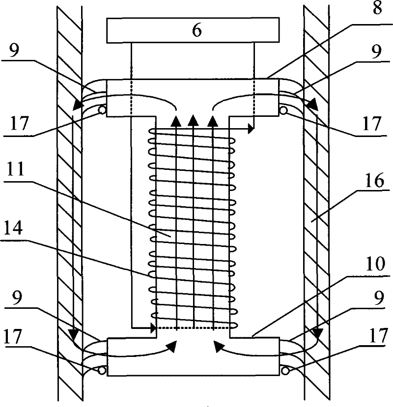 Transient electromagnetic logging device in through-casing well