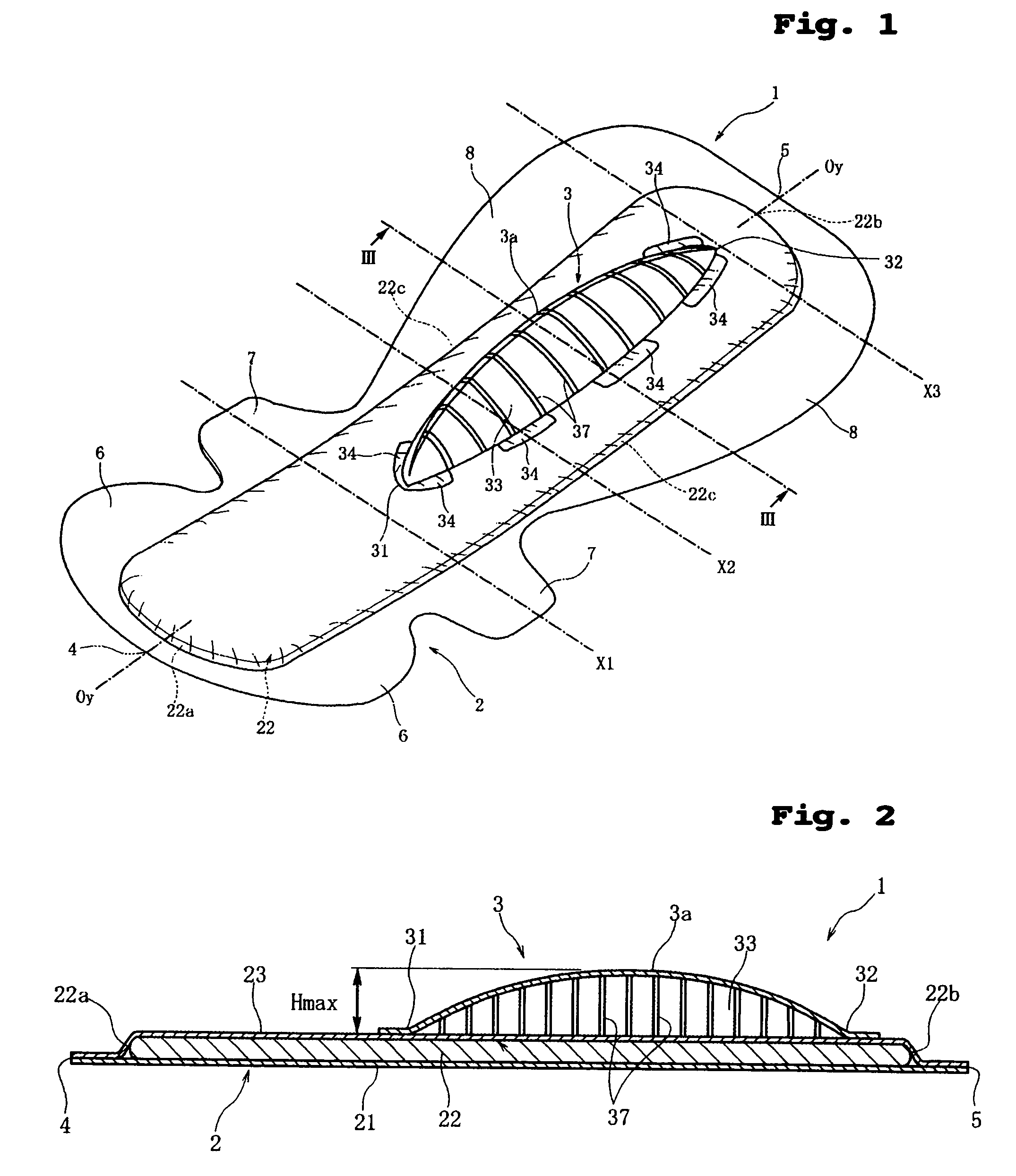 Sanitary napkin having three-dimensional structure in intergluteal cleft-facing region