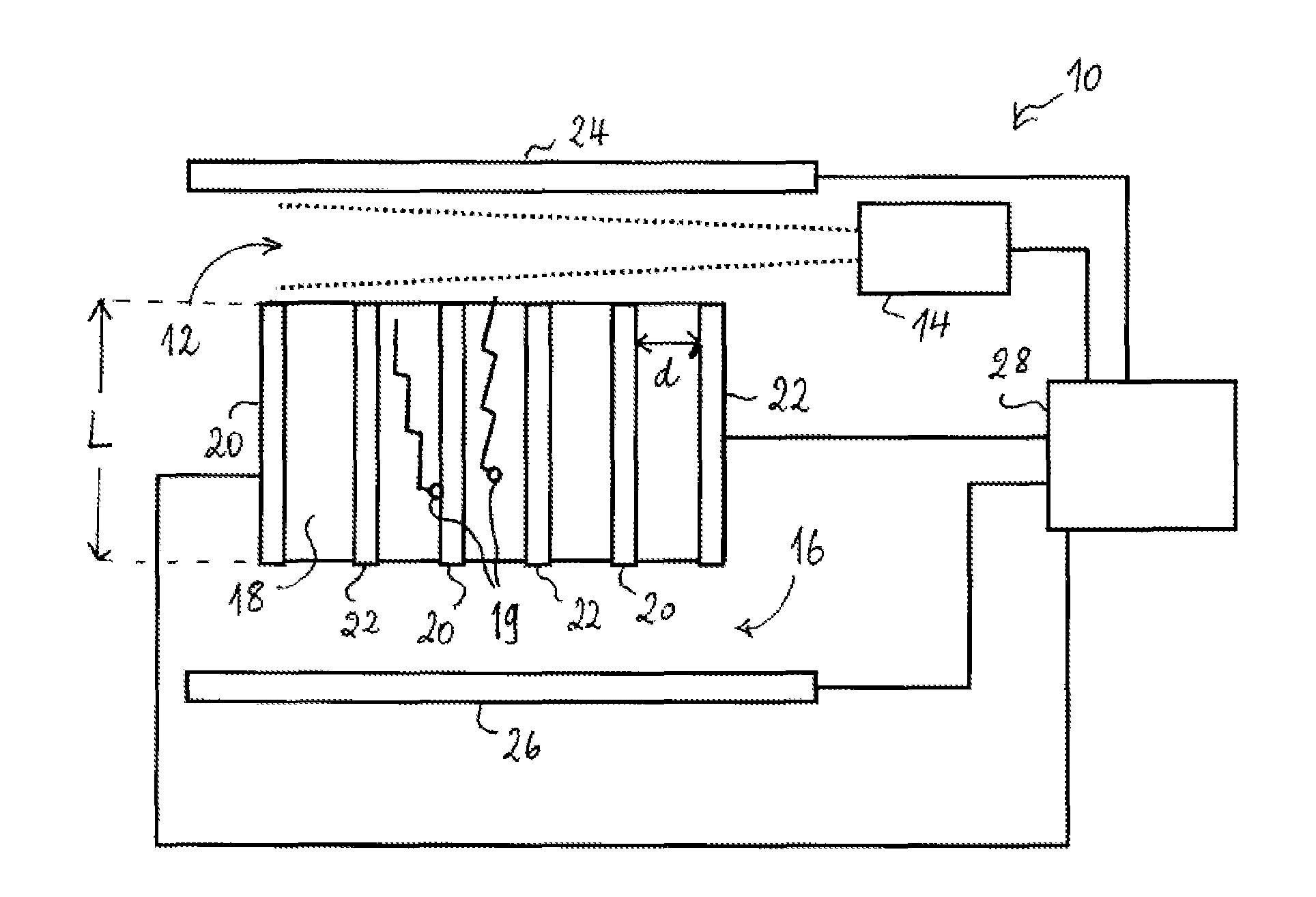 Differential mobility spectrometer with asymmetrically oscillating driving electrical field