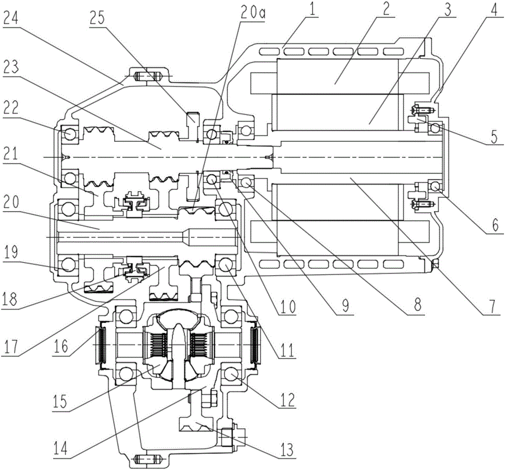 Integrated driving device for two-level electric vehicle