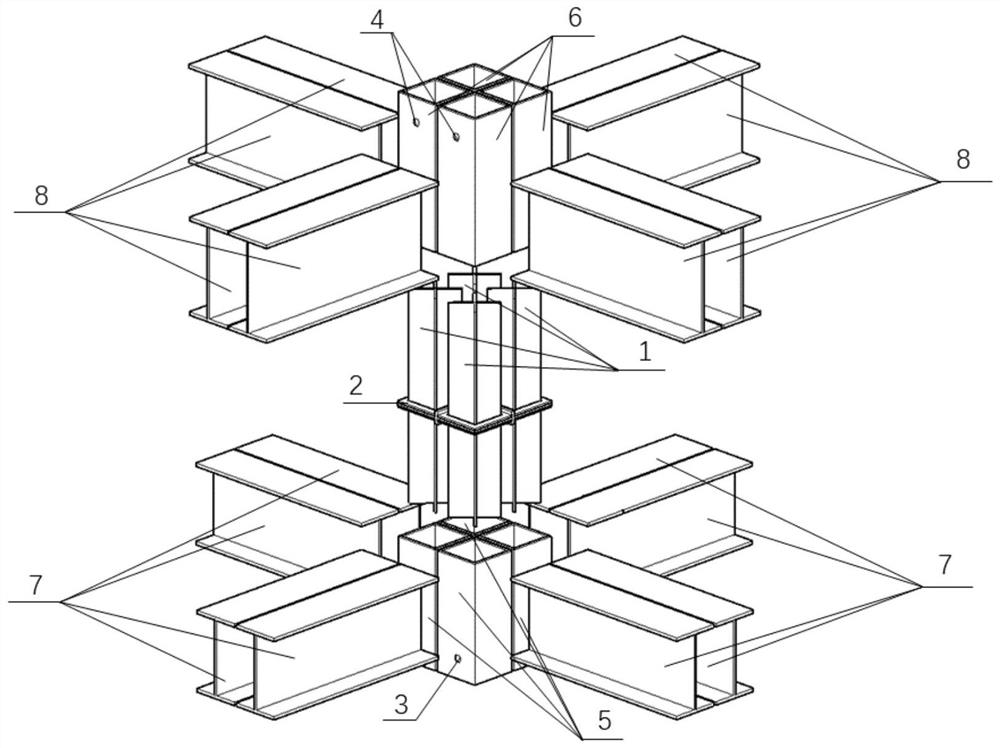 Modular steel structure connecting joint adopting grouting technology and construction method thereof