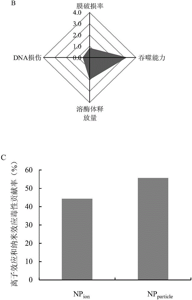 Method for estimating toxicity contribution rate of metal nanoparticle ions and nano effect