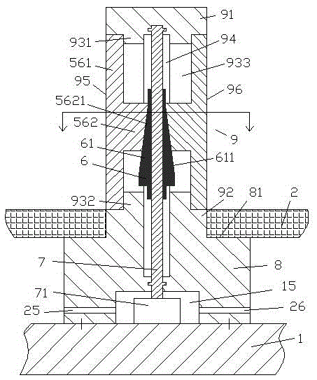 Fixing column device with gas transmission system for PCB