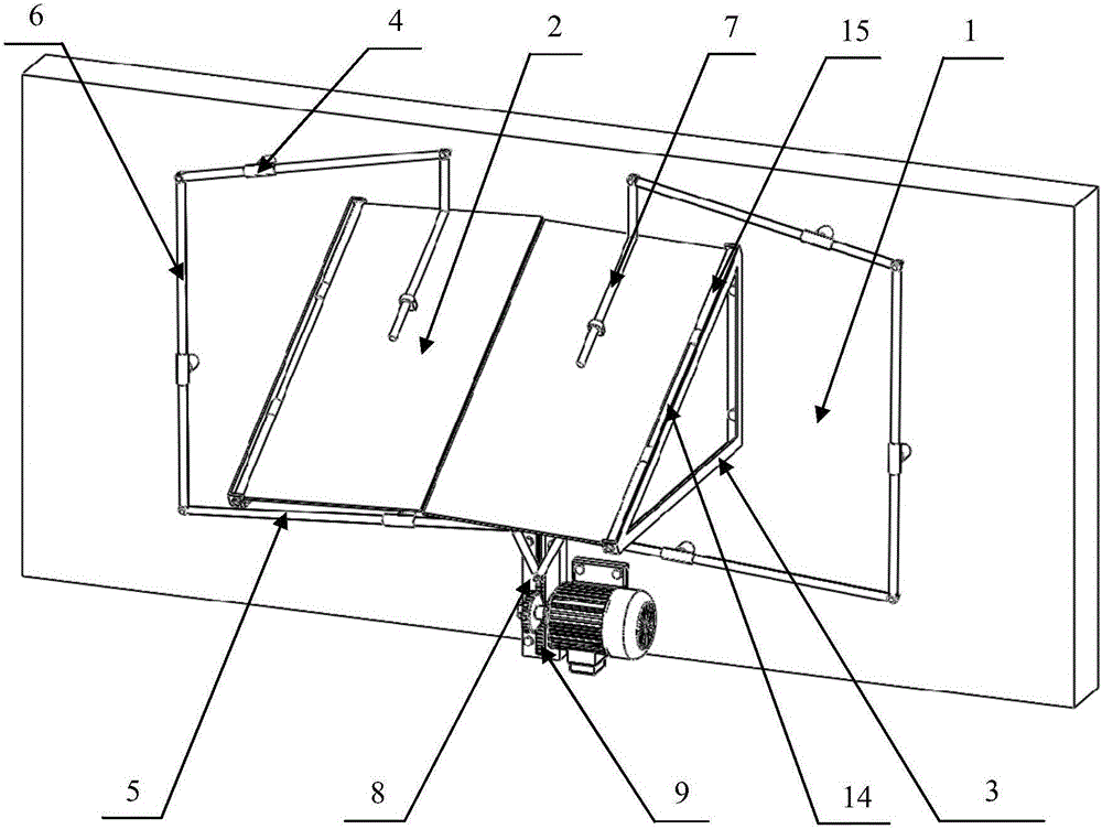 Shading device for vehicle-mounted road crack detection system based on symmetrical four-bar mechanism