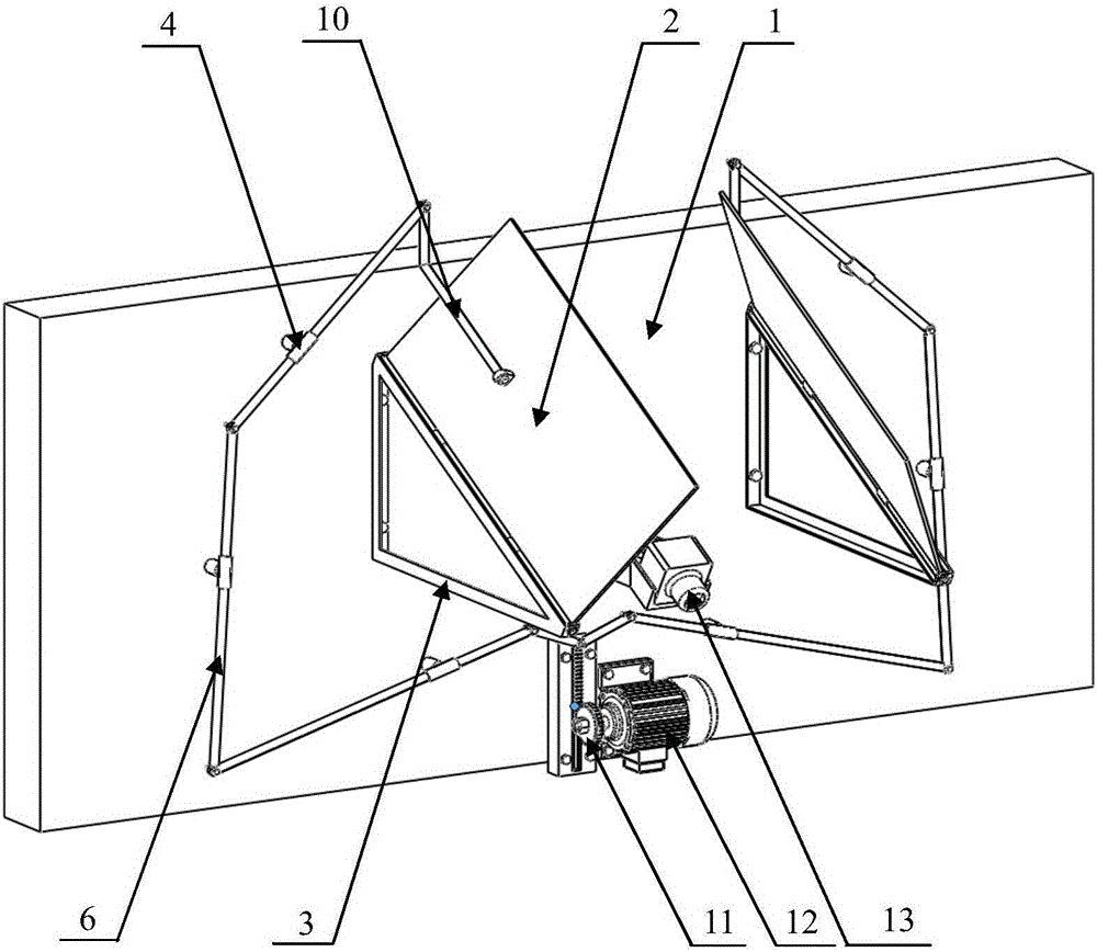 Shading device for vehicle-mounted road crack detection system based on symmetrical four-bar mechanism