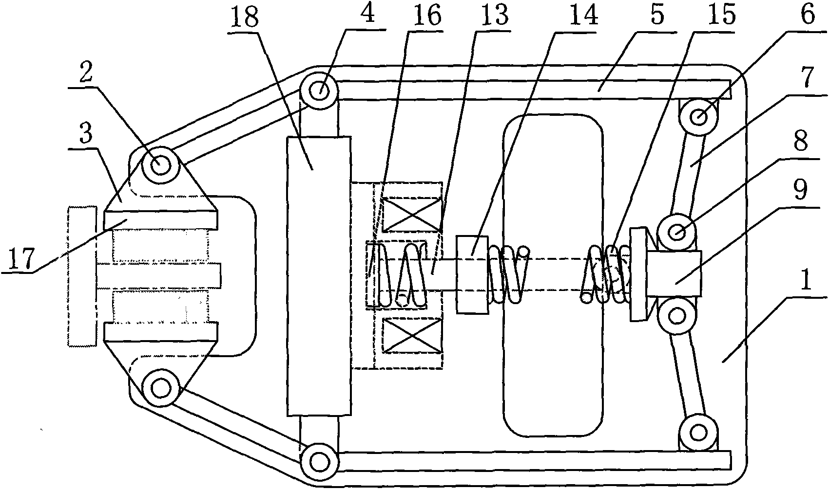 Pincer type brake with force-amplifying mechanisms