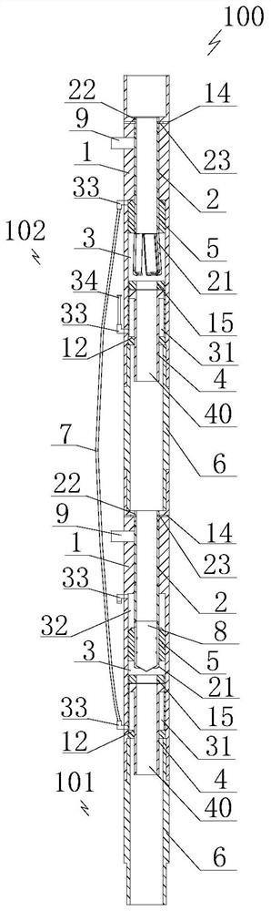 A hydraulically driven hydraulic jet infinite stage fracturing device