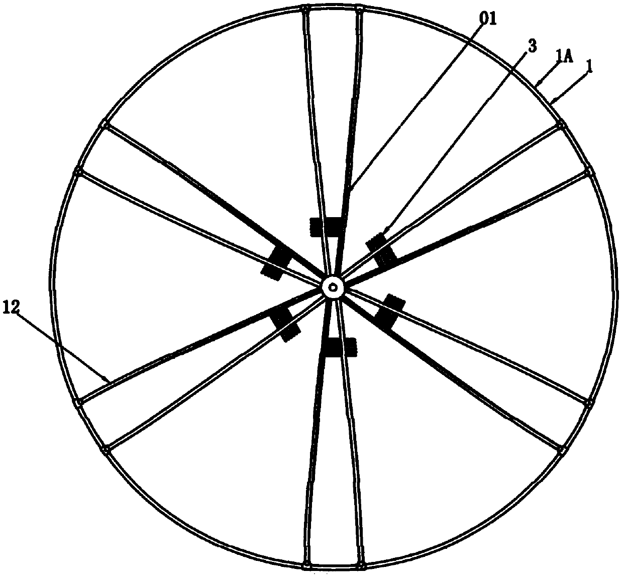 Axial flow force sliding folding plate propeller sky wheel