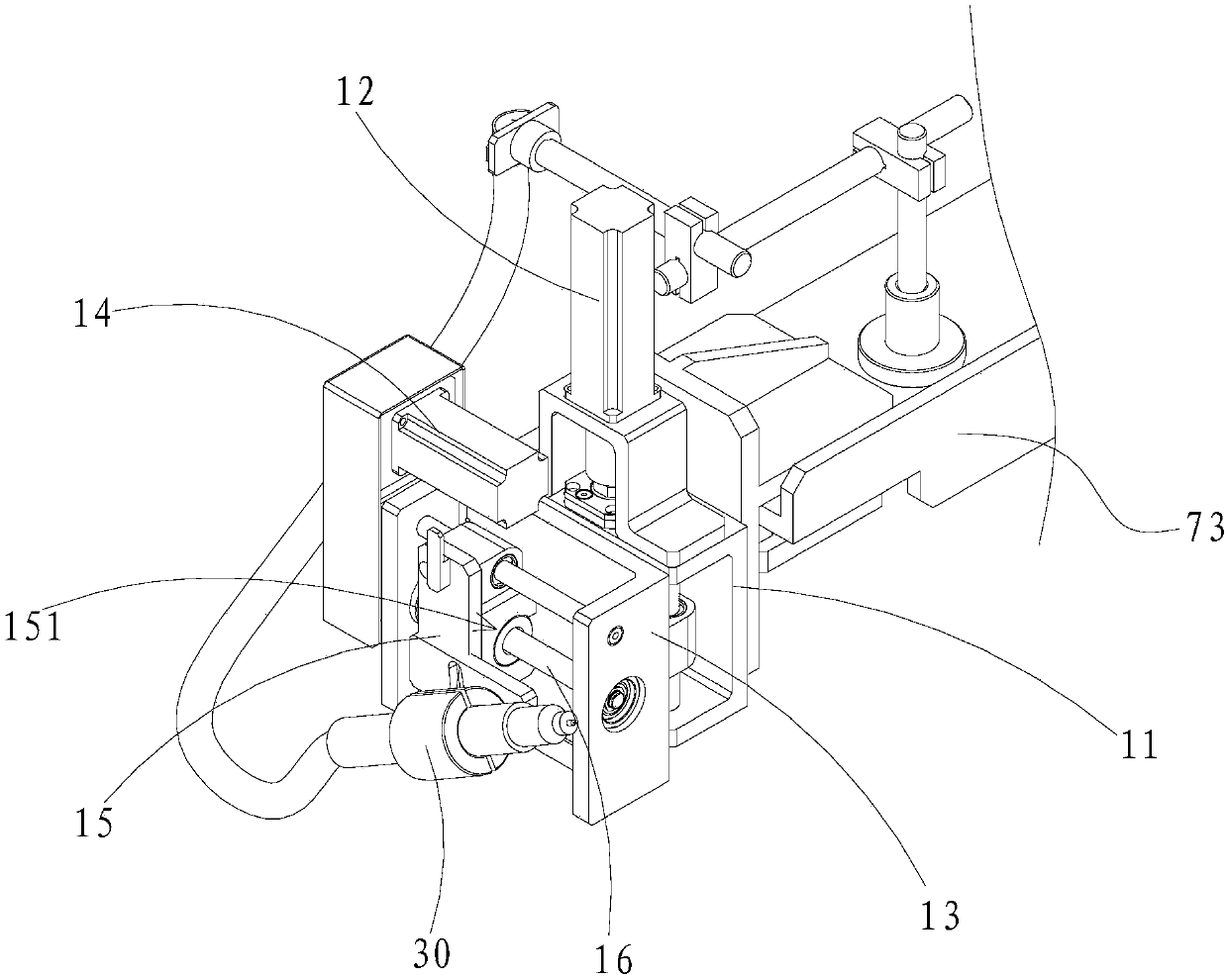 Welding device for compressor mufflers and mounting brackets