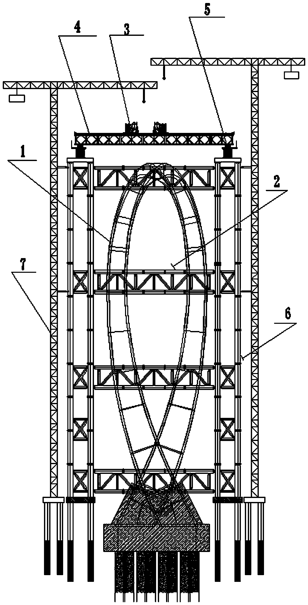 A hoisting portal frame and its application method in the construction of special-shaped antisymmetric steel main tower