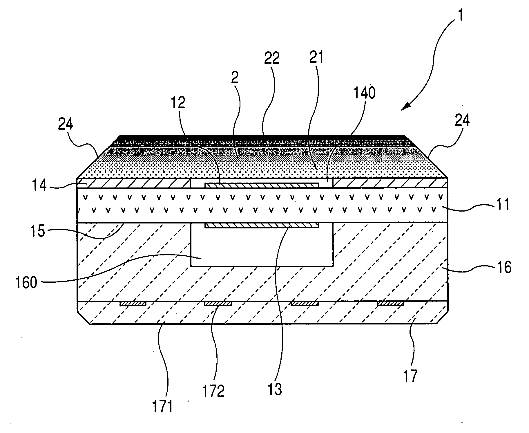 Gas sensor element with increased durability and related manufacturing method