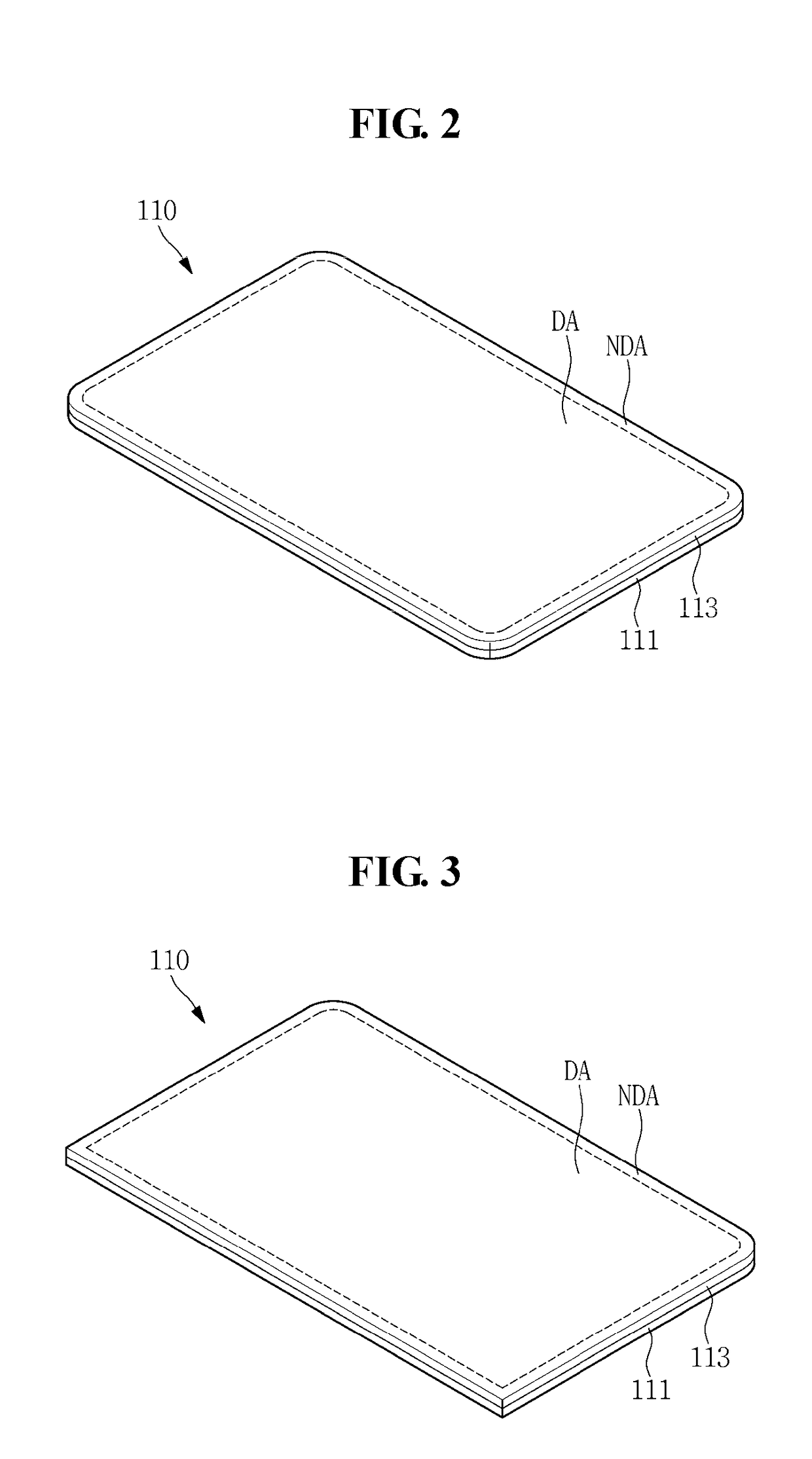 Display device having a non-rectilinear display area
