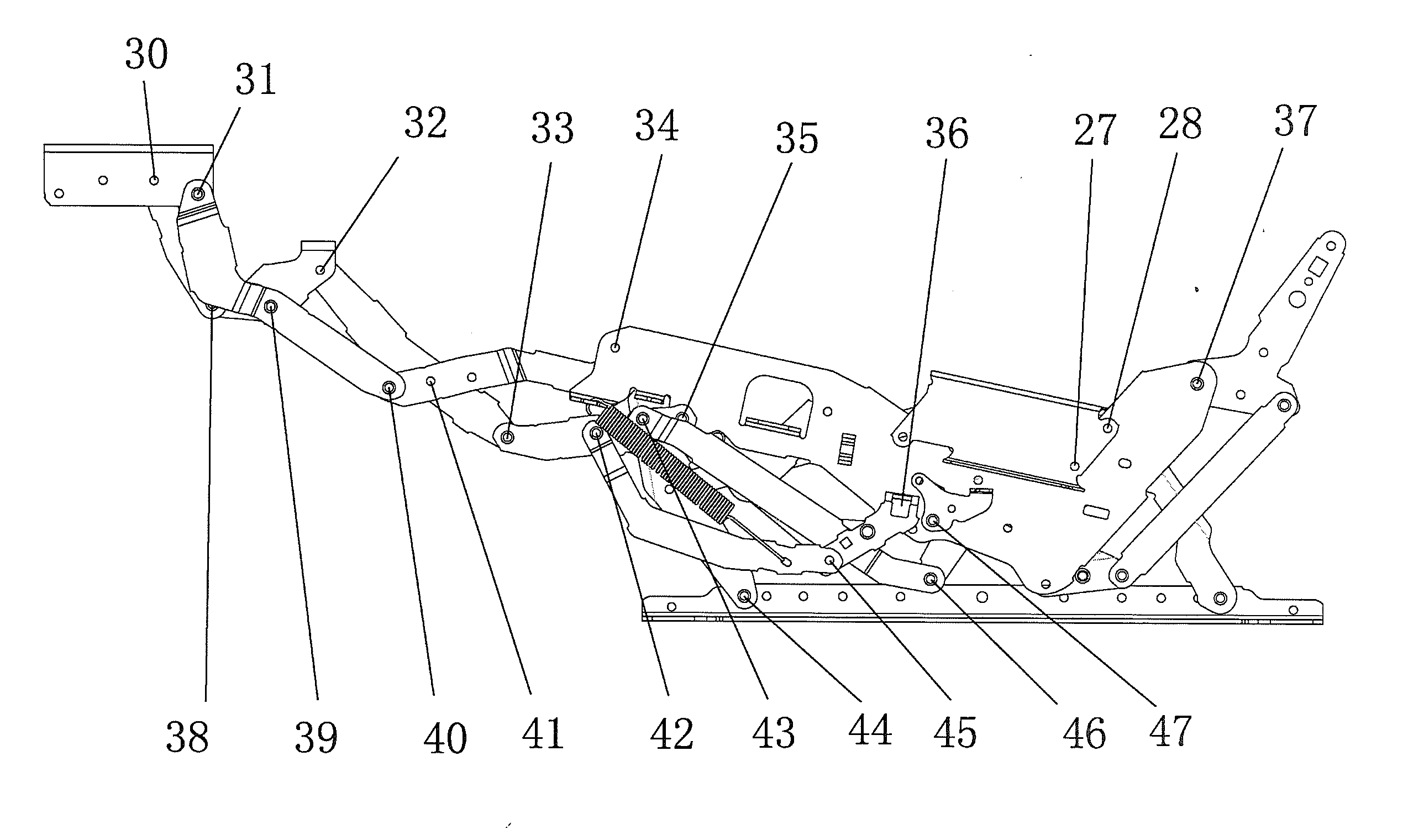 Mechanical stretching device of convertible sofa