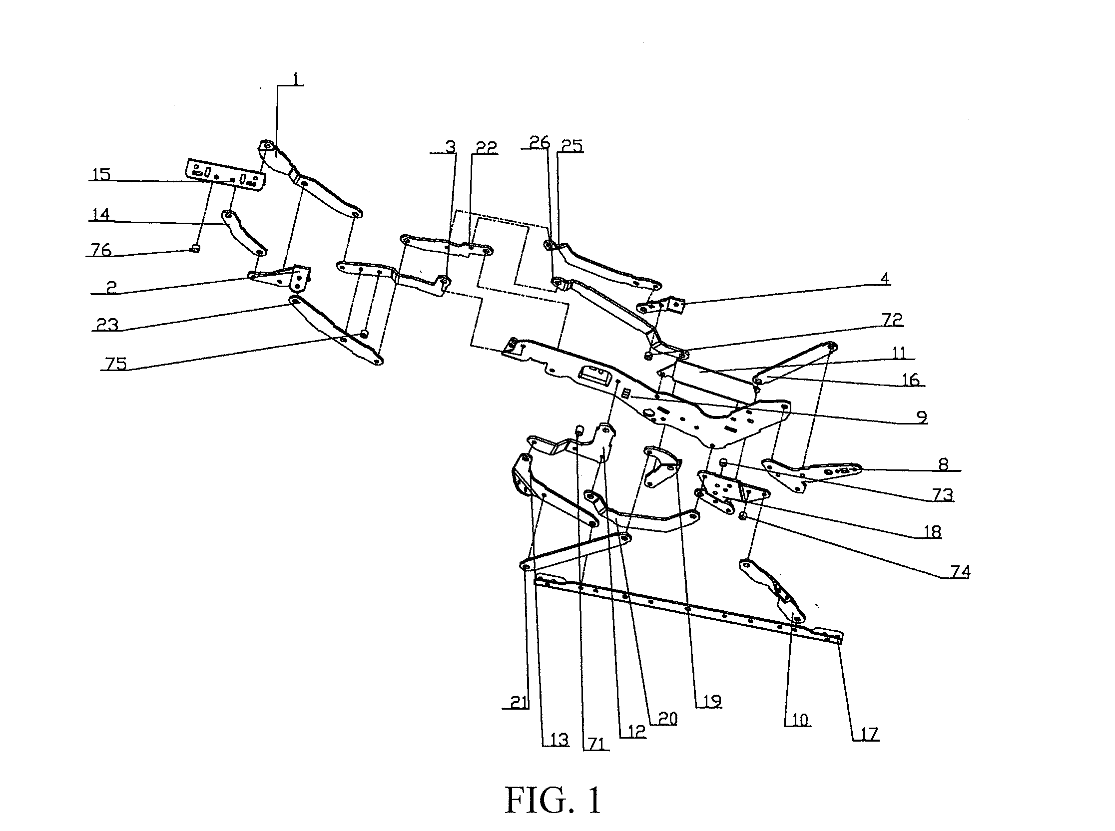 Mechanical stretching device of convertible sofa