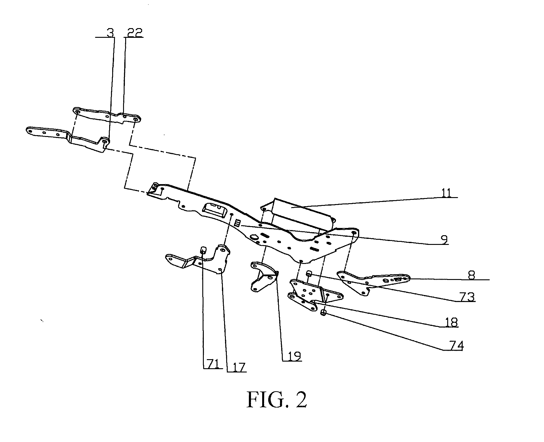 Mechanical stretching device of convertible sofa