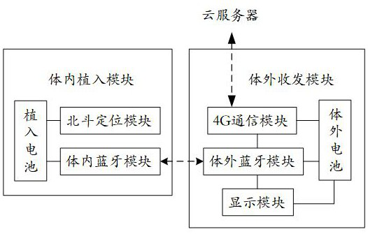 Semi-implantable Beidou positioning module and Beidou positioning communication system