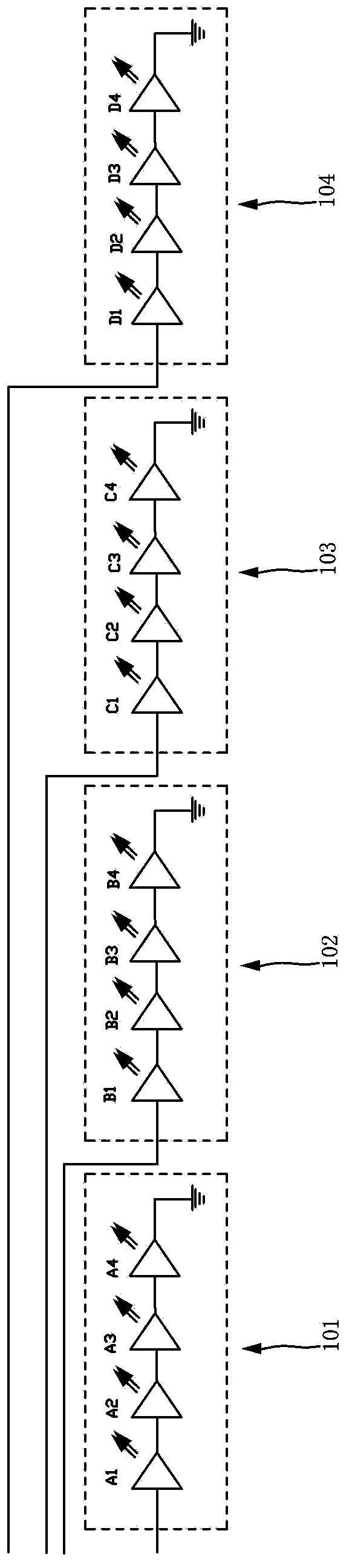 Line structure of LED (Light Emitting Diode) lamp bars