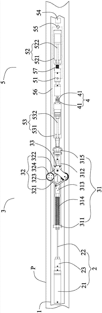 Single-motor and hydraulic-clutch driven horizontal well crawl device