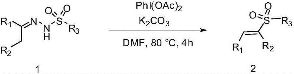 A kind of method of synthesizing e alkenyl sulfone compound