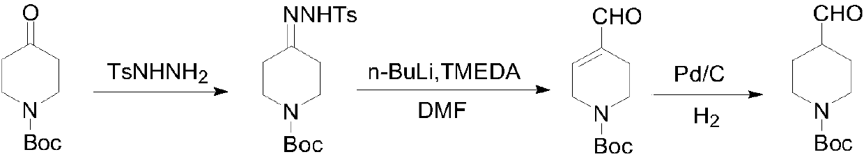 Preparing method of N-Boc-4-piperidine arboxyaldehyde