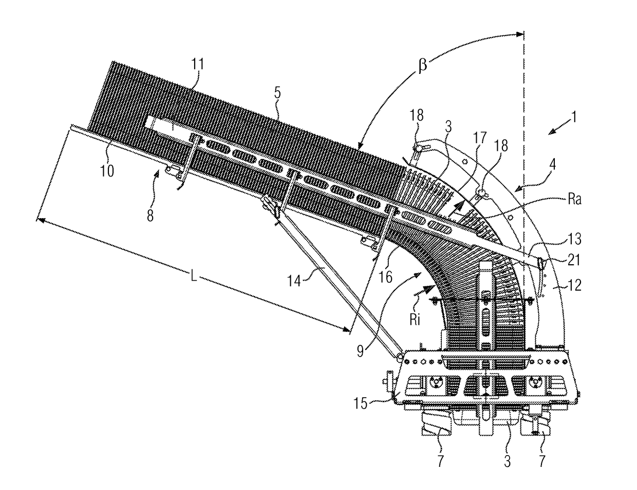 Denester with adjustable inclined magazine