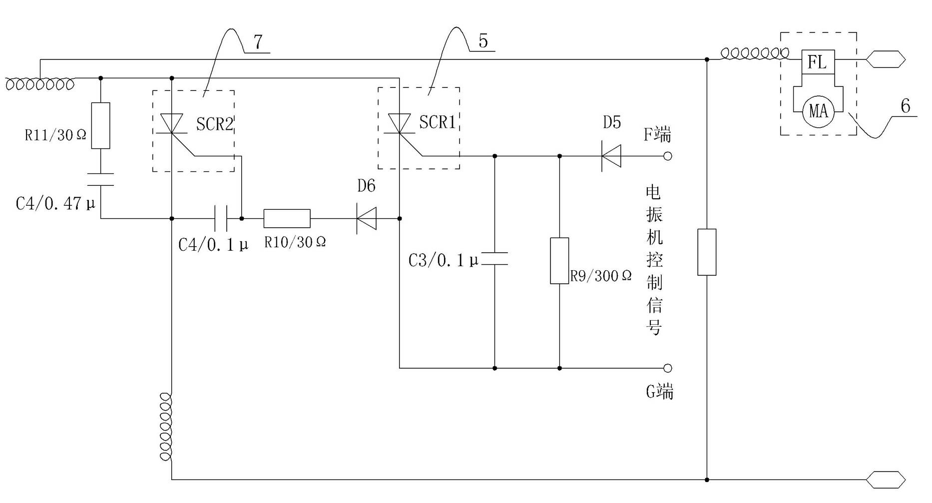 Constant-power control circuit of electric vibrator during cement production
