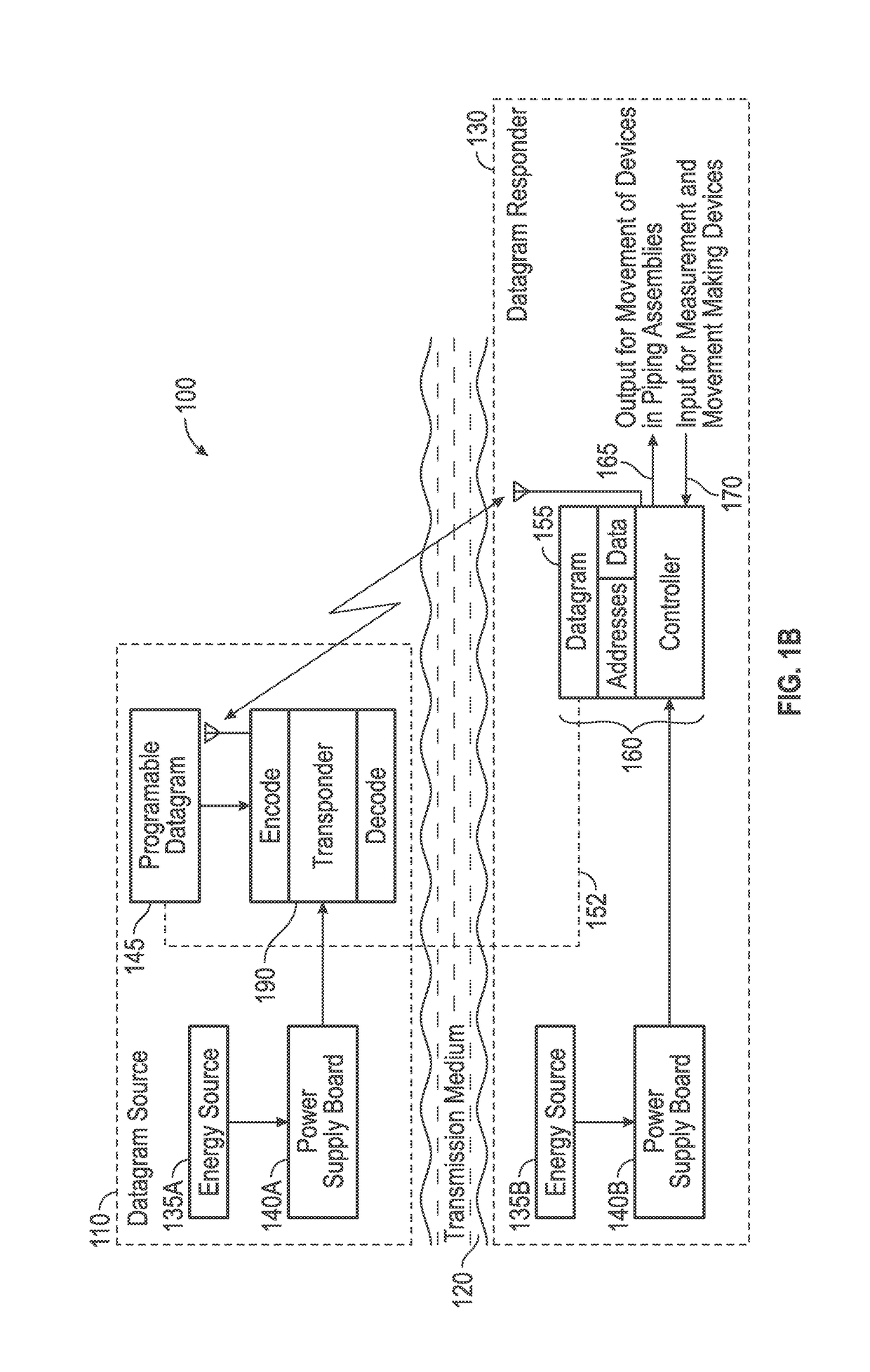 Piping assembly control system with addressed datagrams