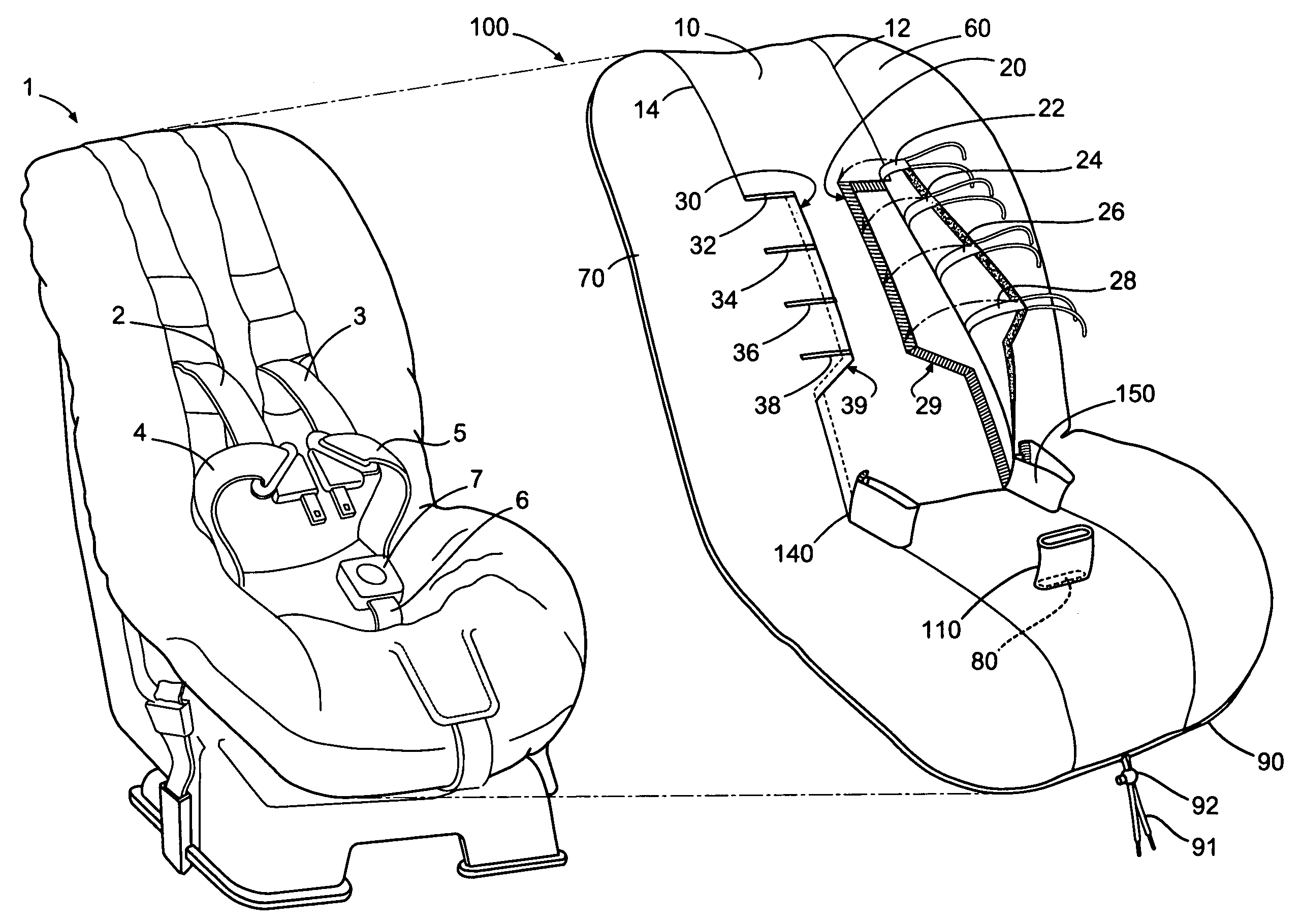 Seat cover for a car safety seat