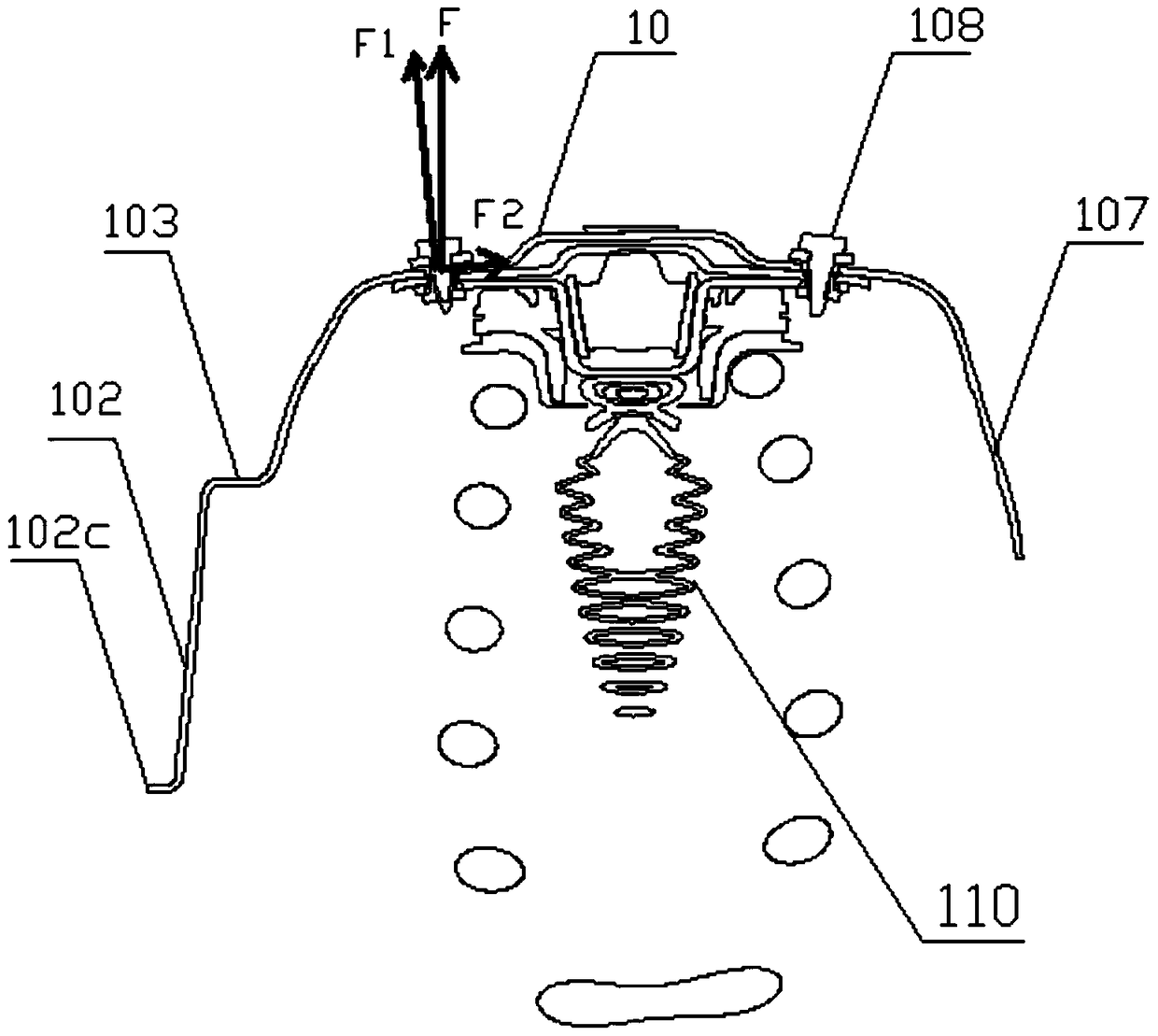 Body and its front shock absorber support, front shock absorber