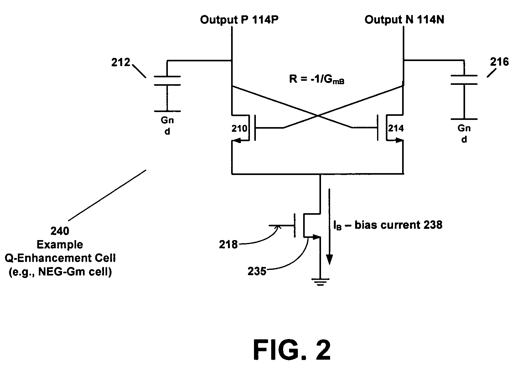 Circuit with Q-enhancement cell having feedback loop