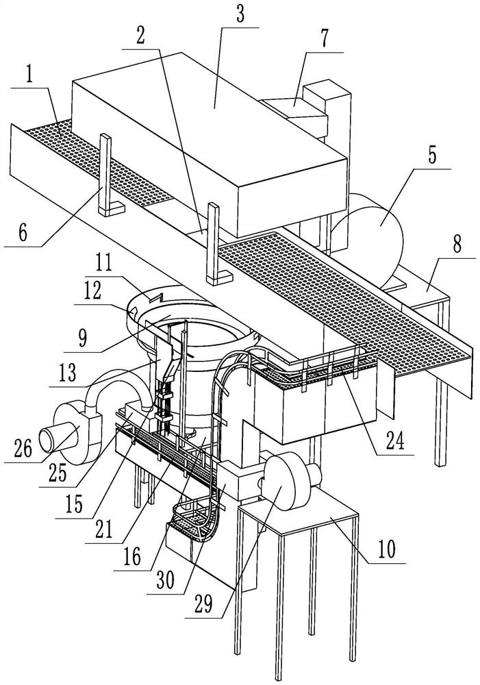 An automatic reset transfer machine for pouring cans on a conveyor belt for cans