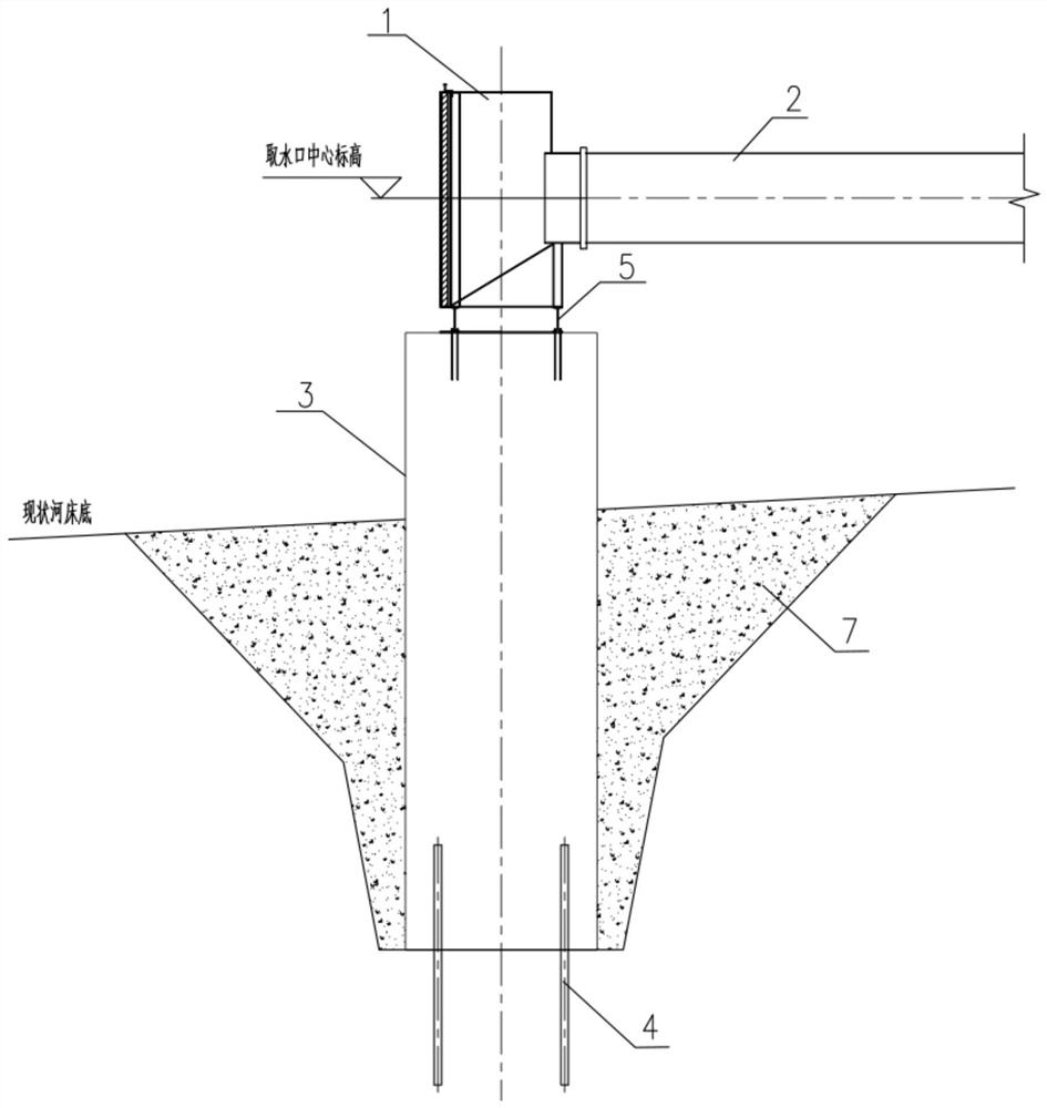 Water taking facility for shallow section of riverbed bottom bearing stratum and construction method