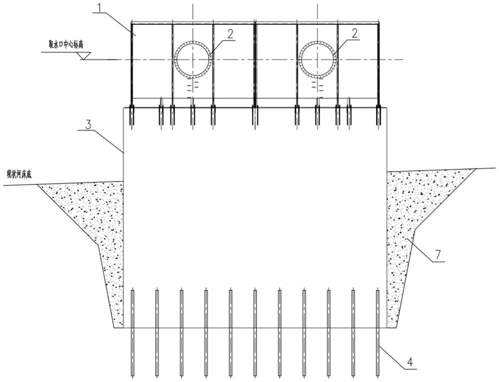 Water taking facility for shallow section of riverbed bottom bearing stratum and construction method