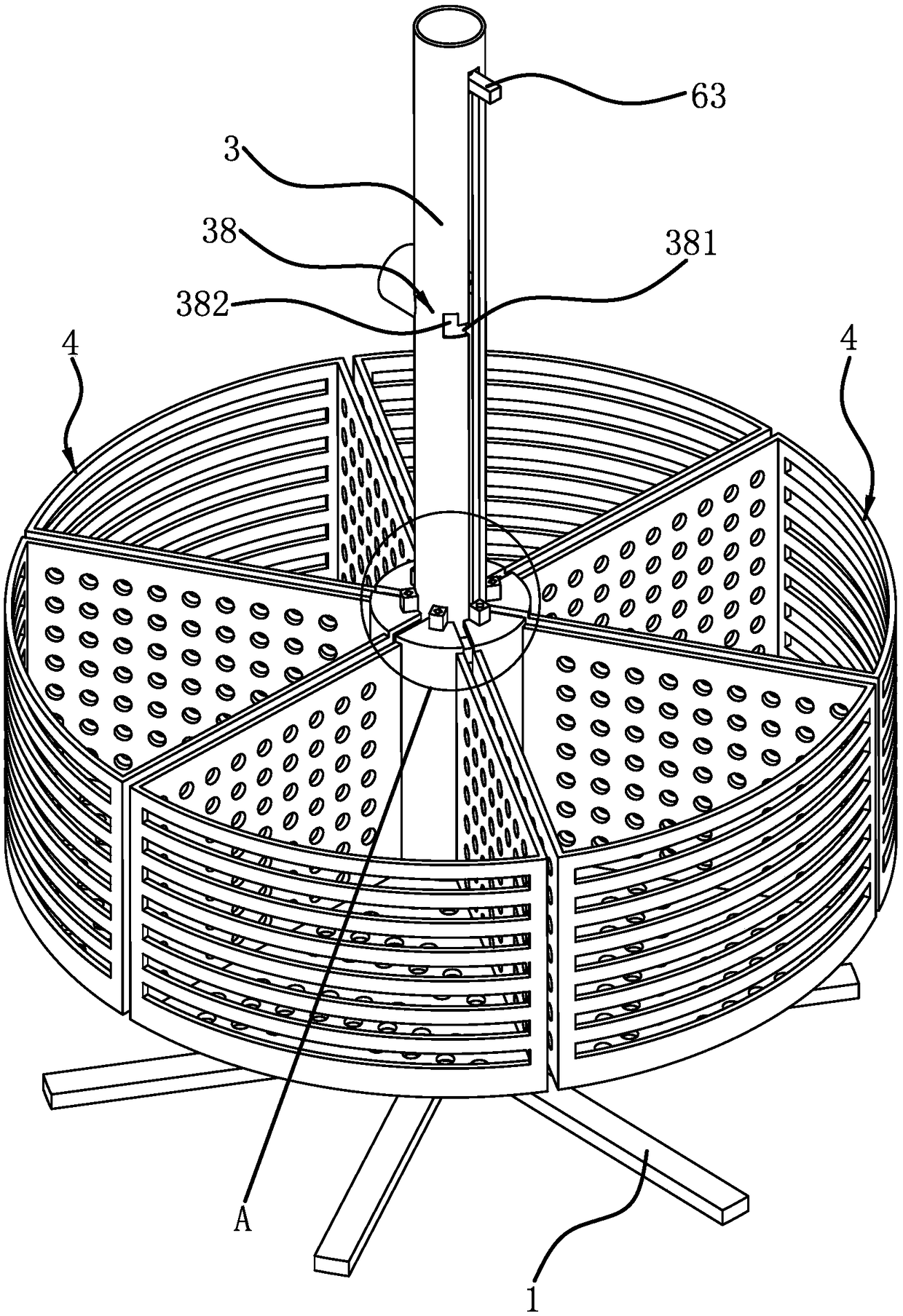 Hot pot partitioned material fish-out device