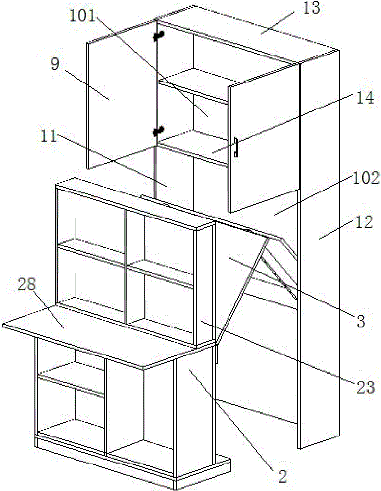Table wall cabinet supporting multi-dimensional transformation and application