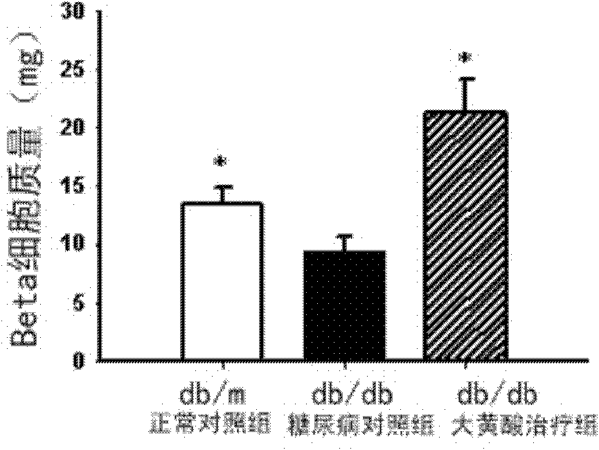 Application of rhein compound or its salt in preparing drugs preventing and curing hypofunction of islet beta cell