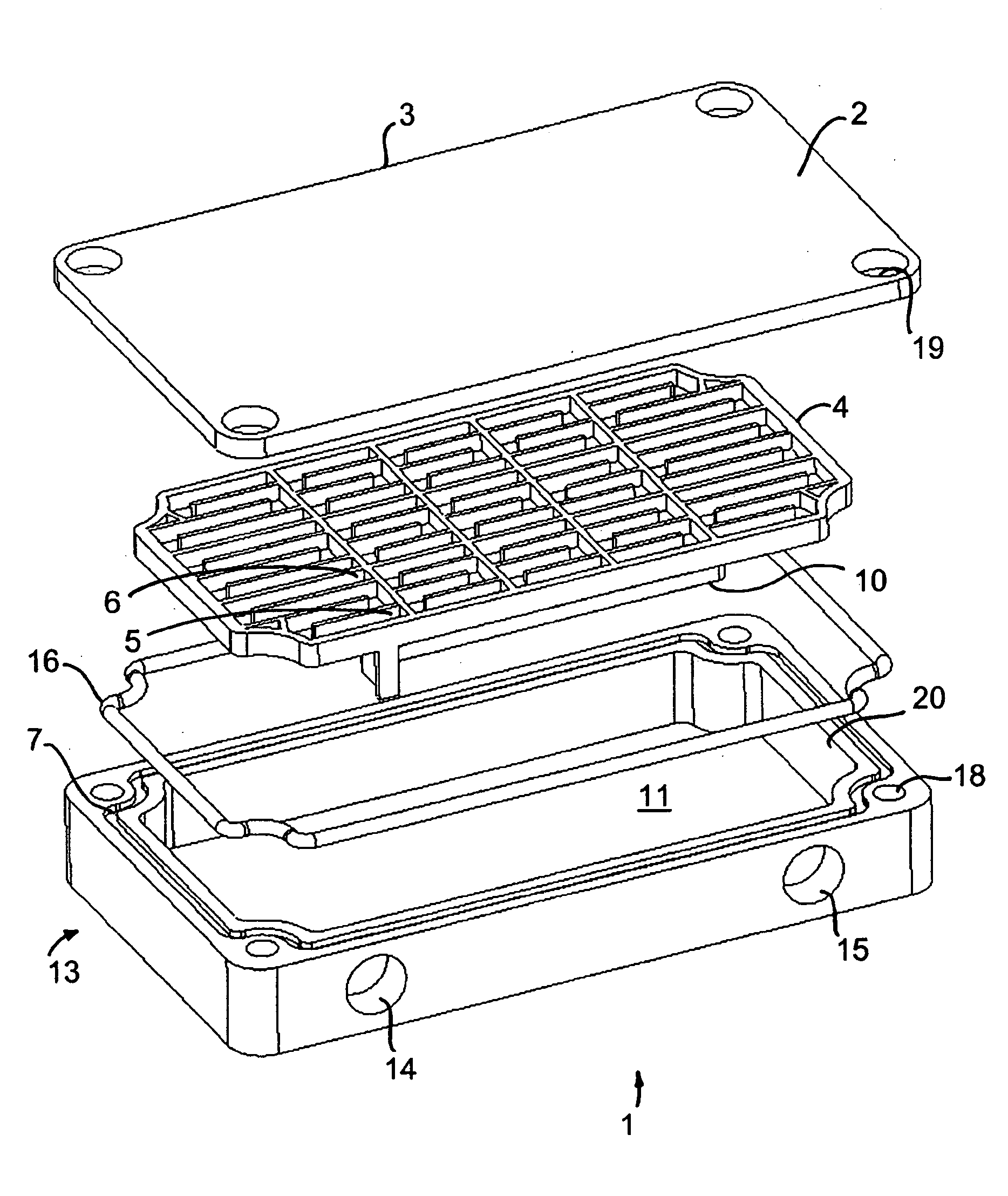 Cooling unit and flow distributing element for use in such unit