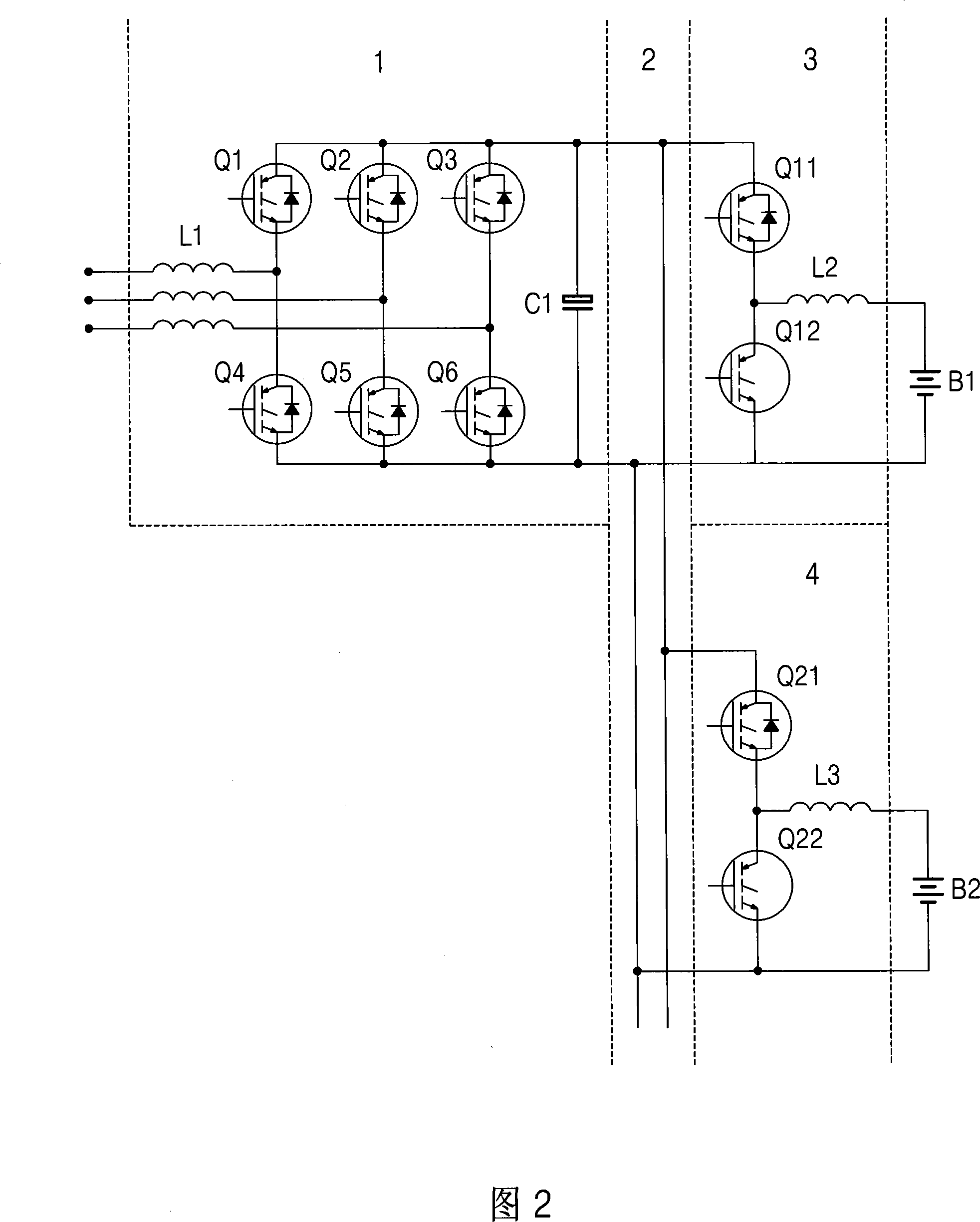 Main circuit structure for changing storage battery into charge and discharge
