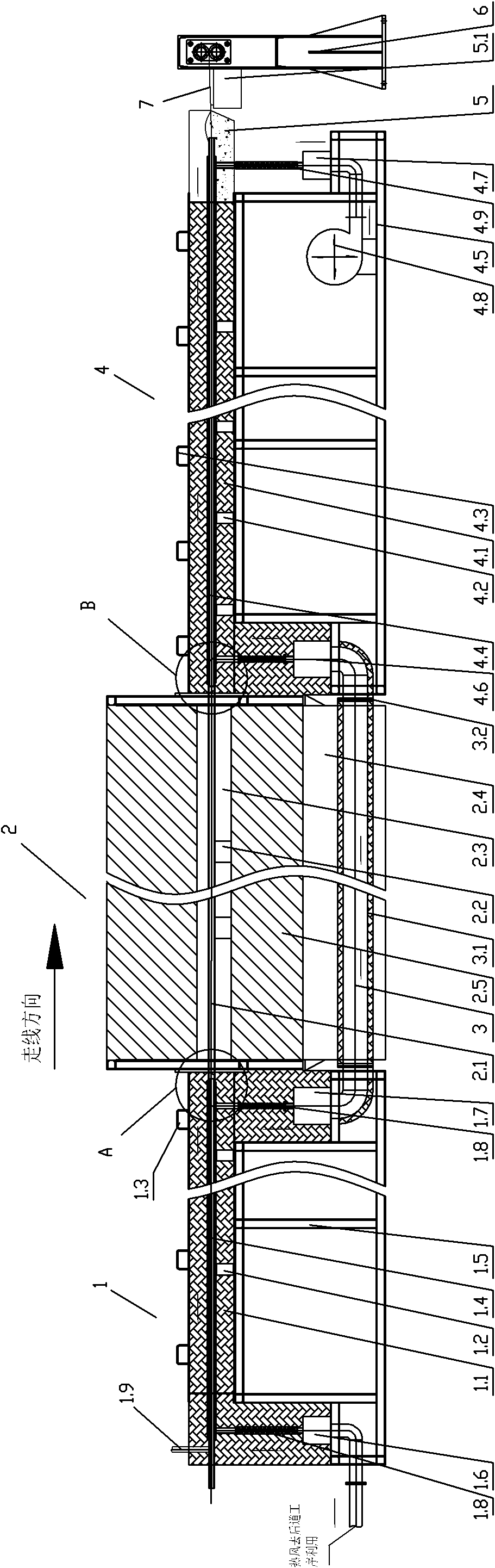 Thermal treatment furnace for carrying out continuous heating and cooling circulation on steel wires