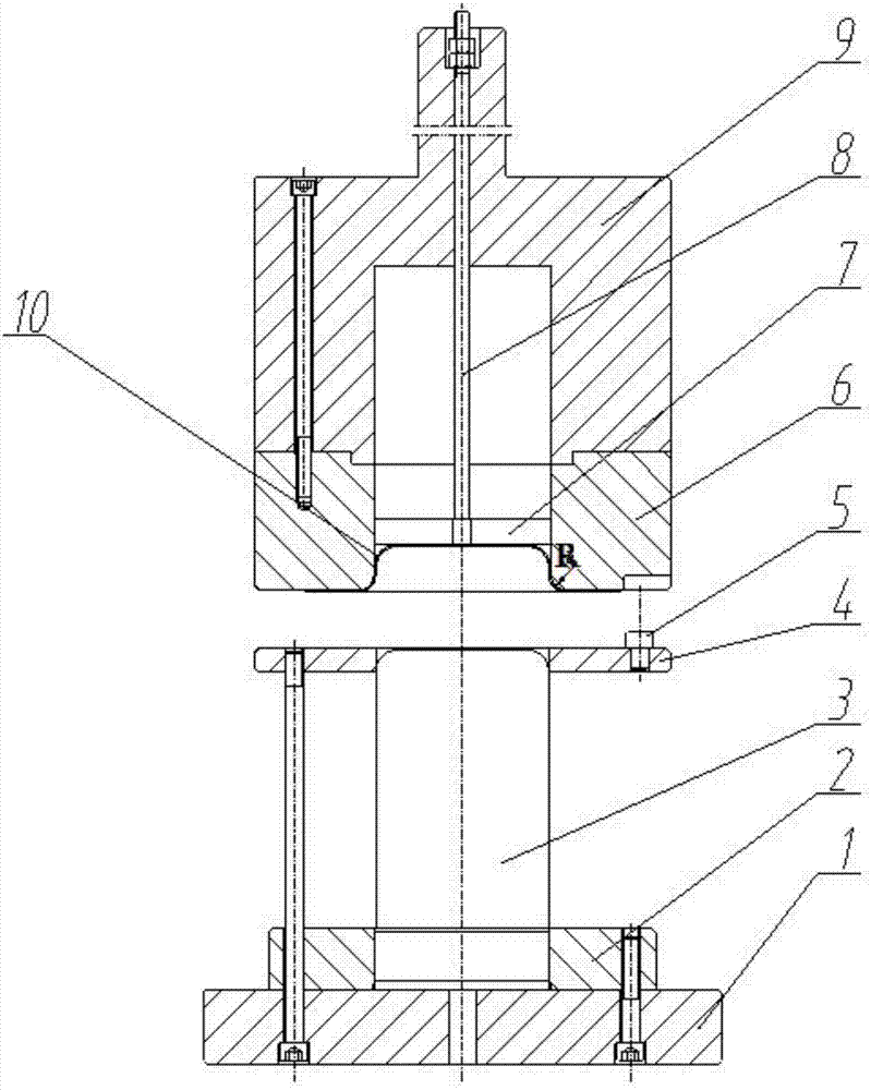 Titanium-aluminum-steel composite pan stretching tool and stretching forming method