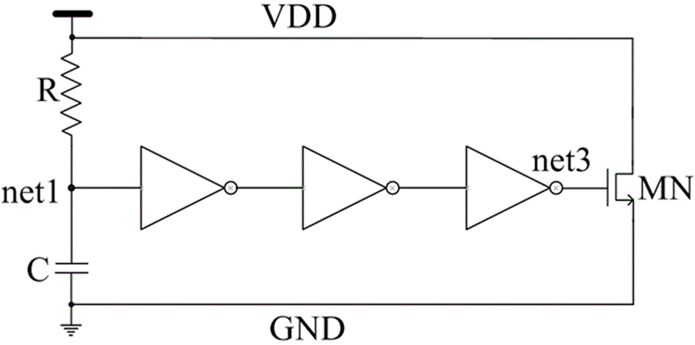 RC-type electrostatic clamping circuit for ESD circuit