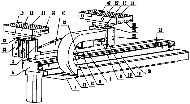 Rubber bag conveying and bag opening device for packaging attaching electronic clamp